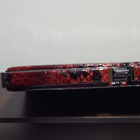 Authentic Danier Red Wine Snake Clutch / Purse - Picture 8 of 16